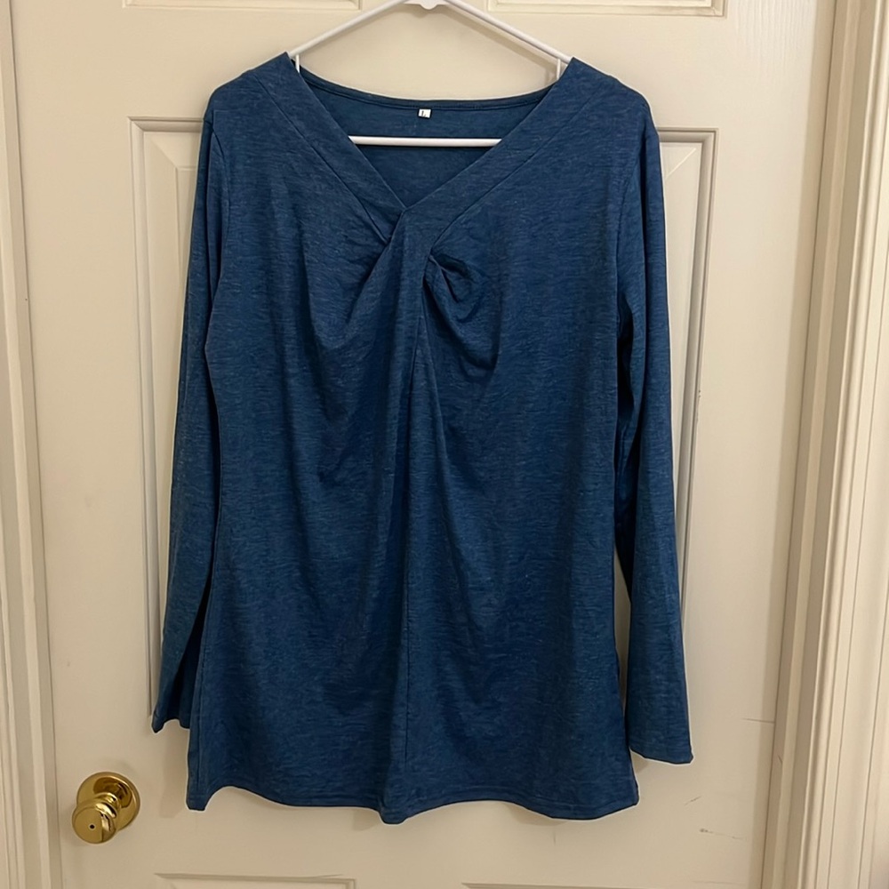 Blue V-neck Shirt Size L